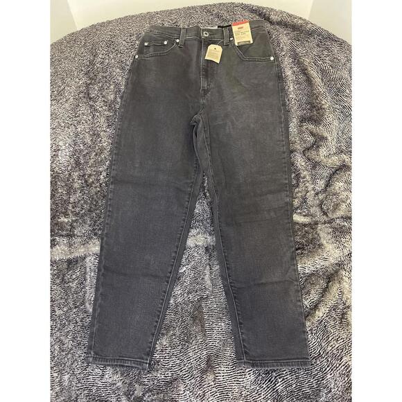 NWT Levi's SilverTab High Waisted Mom Jeans Women's 29 x 27 Tapered Black Grey - Picture 1 of 7